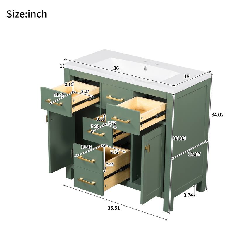 36" Bathroon Storage Cabinet Vanity