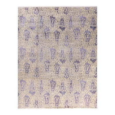 Ikat One-of-a-Kind Hand-Knotted Area Rug - Beige, 8' 0" x 10' 1" - 8' 0" x 10' 1"