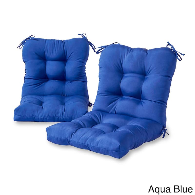 21 x 42-inch Solid Color Outdoor Seat/Back Chair Cushions (Set of 2) (Cushions Only)