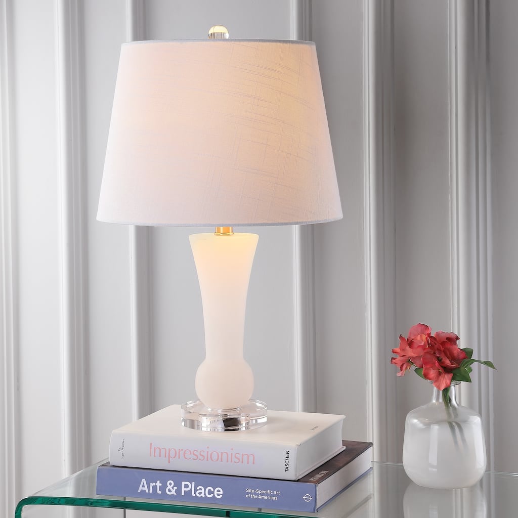 JONATHAN Y Eliza 23" Alabaster LED Table Lamp, Crystal Base