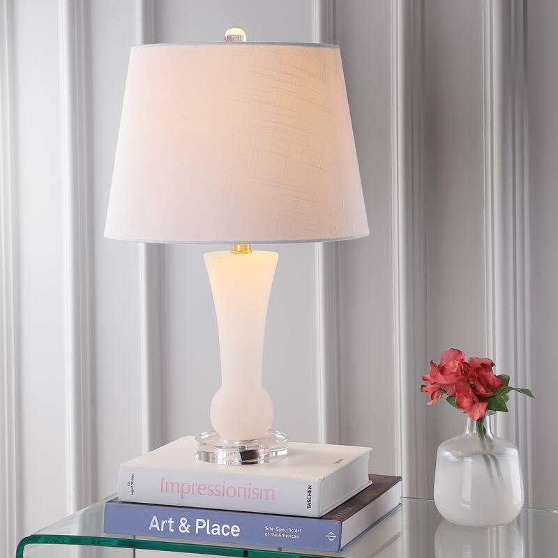 JONATHAN Y Eliza 23" Alabaster LED Table Lamp, Crystal Base