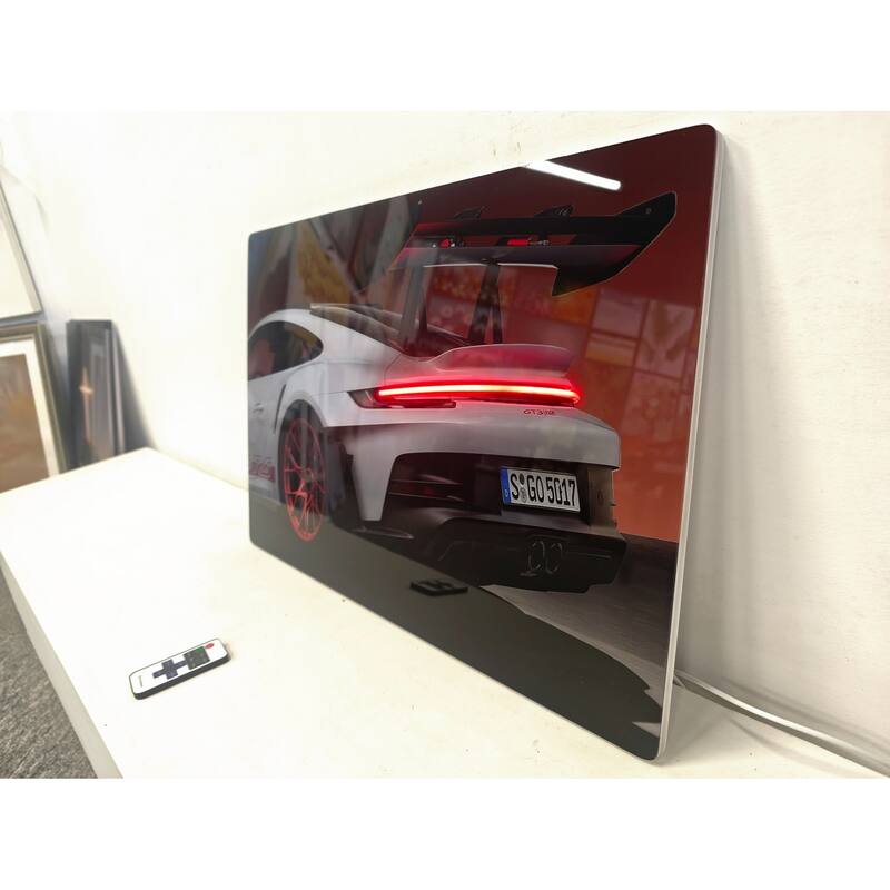 Sports Car LED Wall Art - Acrylic UV Printed Light Up Picture with Remote Control, Modern Illuminated Wall Decoration
