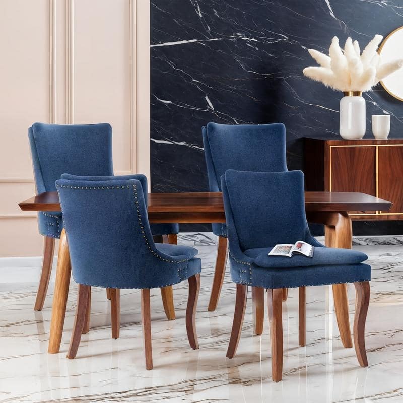 Modern Double-layer Cushioned Dining Chairs Set of 6 - Set of 2 - Blue