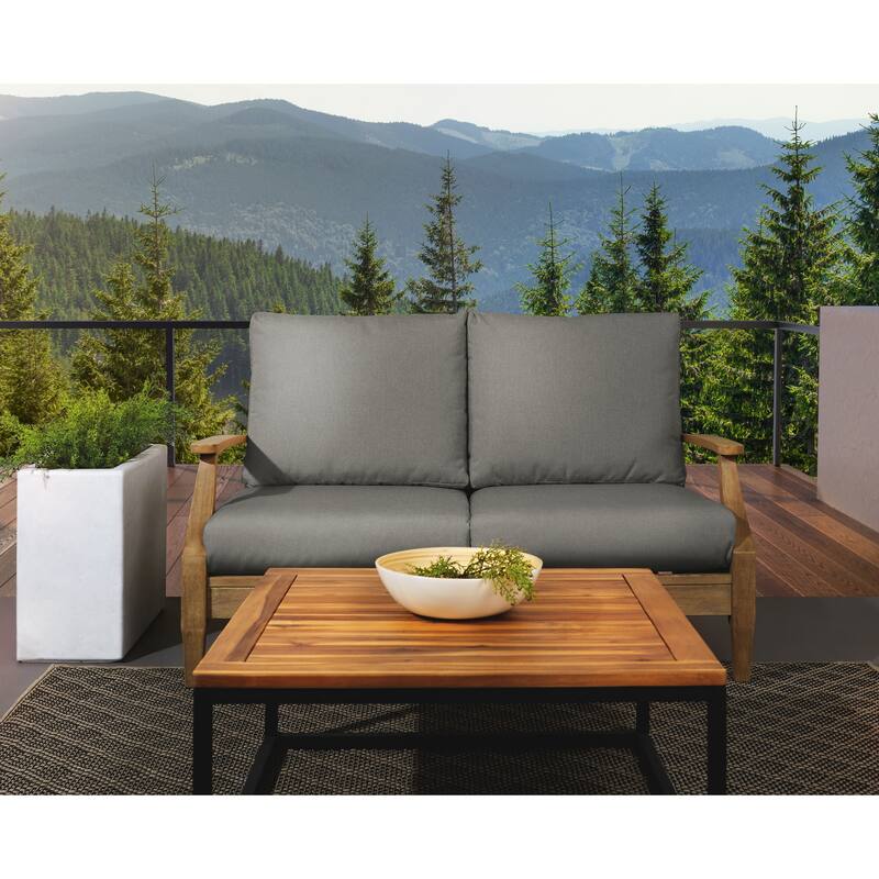 Sorra Home Sunbrella Outdoor Loveseat Cushion Set - 23.5 in W x 23 in D x 5 in H - Canvas Charcoal