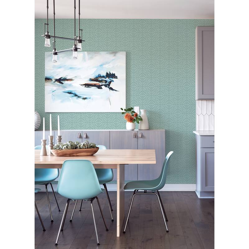 A-Street Prints Hesper Teal Geometric Wallpaper