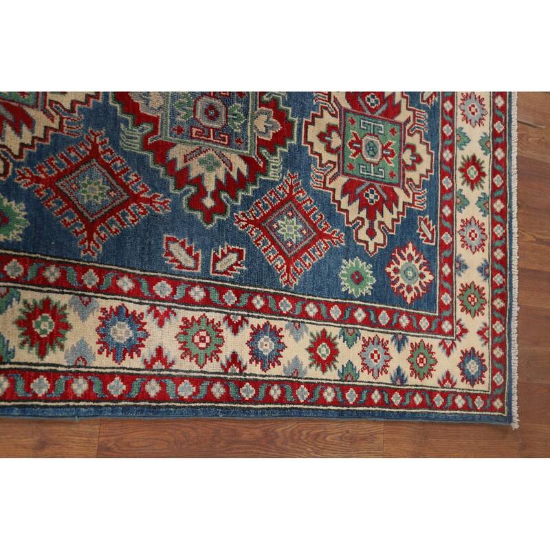 Blue Kazak Accent Rug Handmade Wool Carpet - 3'4" x 4'10"
