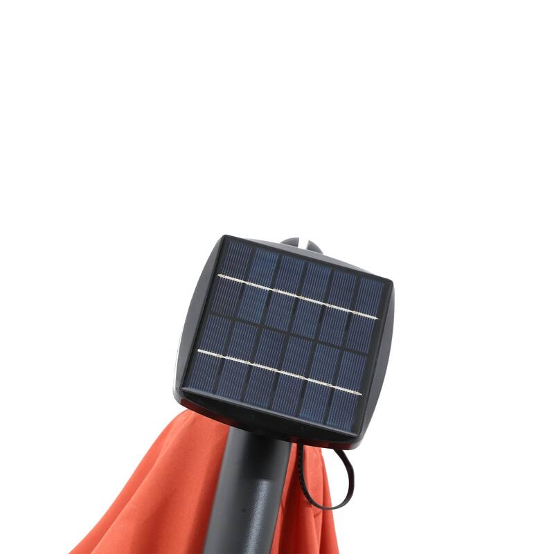 9.67 ft. Steel Market Outdoor Patio Umbrella with 40 lights, Solar LED Offset Hanging Umbrella (No Base)
