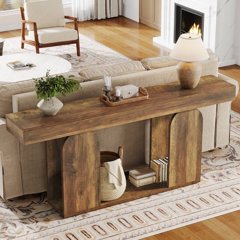 70.9" Console Table, Wood Sofa/Entryway Table with Storage Shelf, Living Room Hallway Foyer Behind Couch