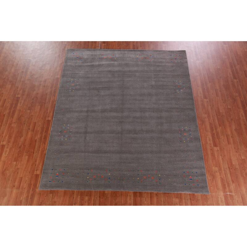 Hand Knotted Oriental 100% Wool Carpet Tribal Tribal Greys & Charcoal Gabbeh Area Rug - 10' 1'' X 8' 5''