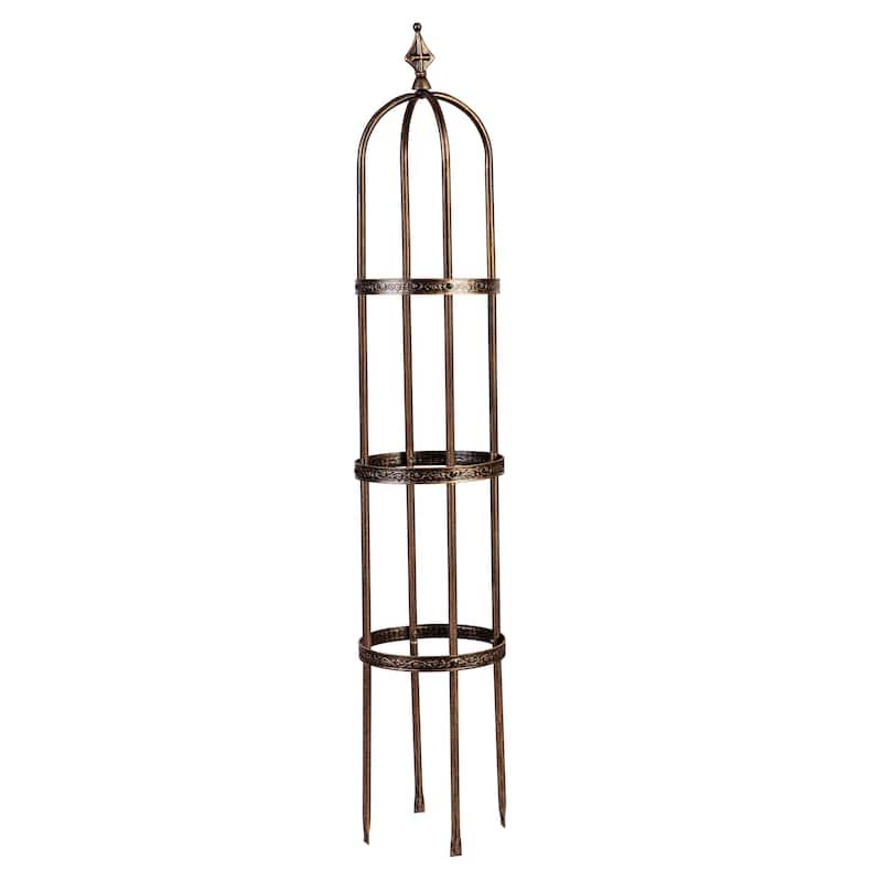 5' Powder-Coated Steel Garden Obelisk - Copper