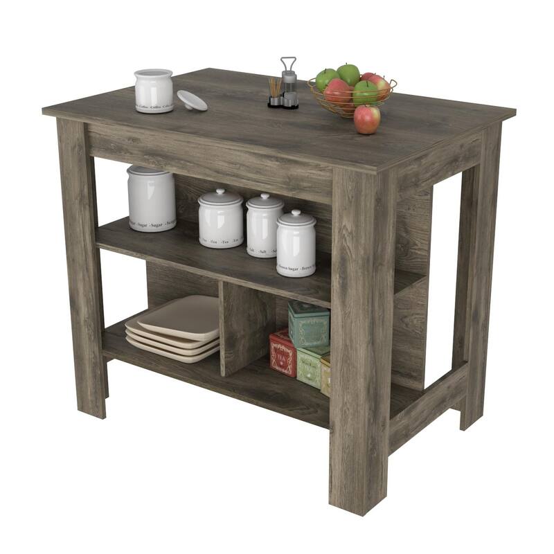 FM Furniture Brooklyn Kitchen Island with Open Storage