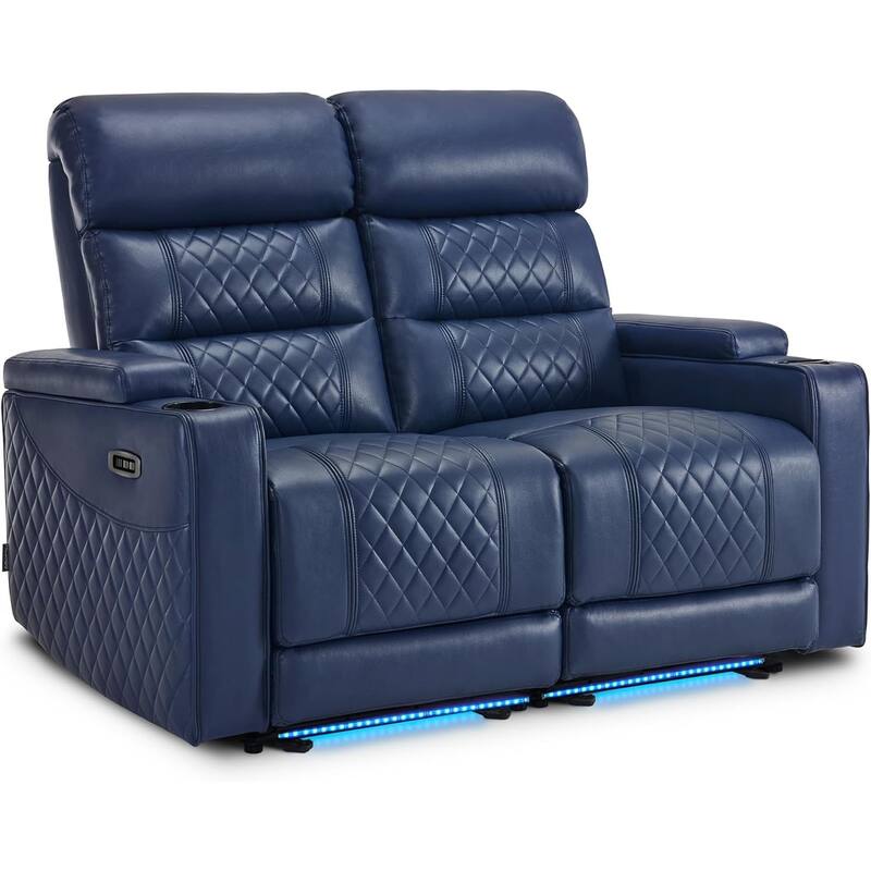 MCombo Power Reclining Loveseat Sofa with Adjustable Headrests, Home Theater Seating with Armrest Storage, Faux Leather HTS470
