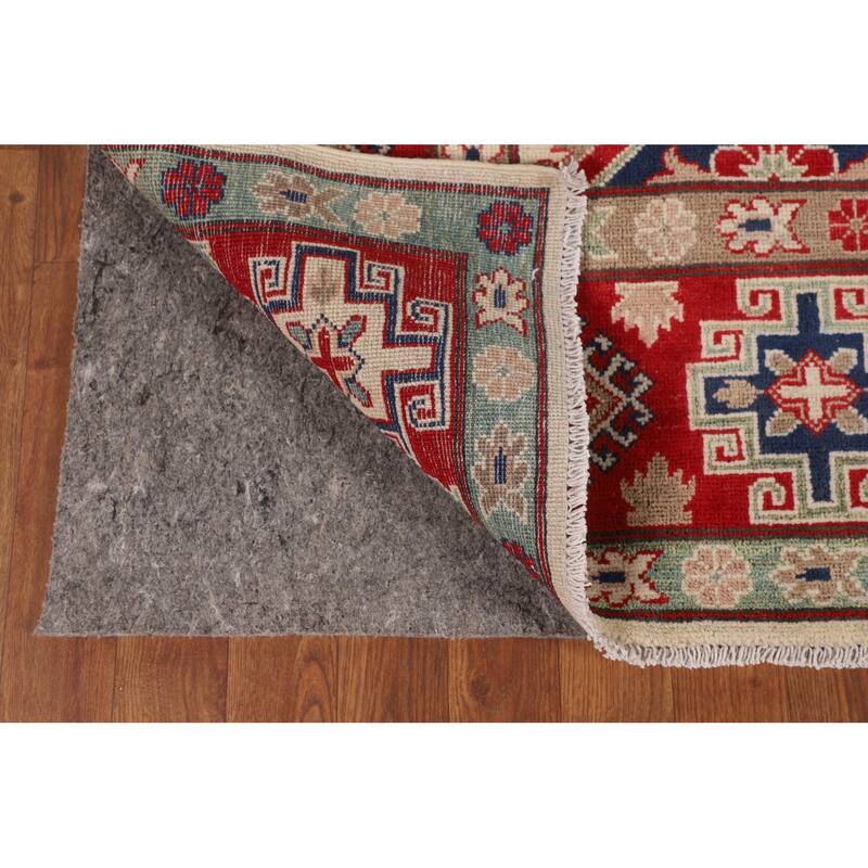 Ivory Kazak Oriental Area Rug Hand-Knotted Wool Carpet - 6'7" x 9'8"