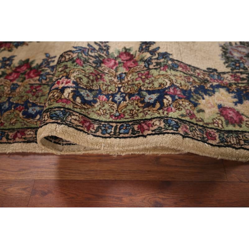 Vegetable Dye Kerman Vintage Persian Area Rug Hand-Knotted Wool Carpet - 4'0" x 7'1"