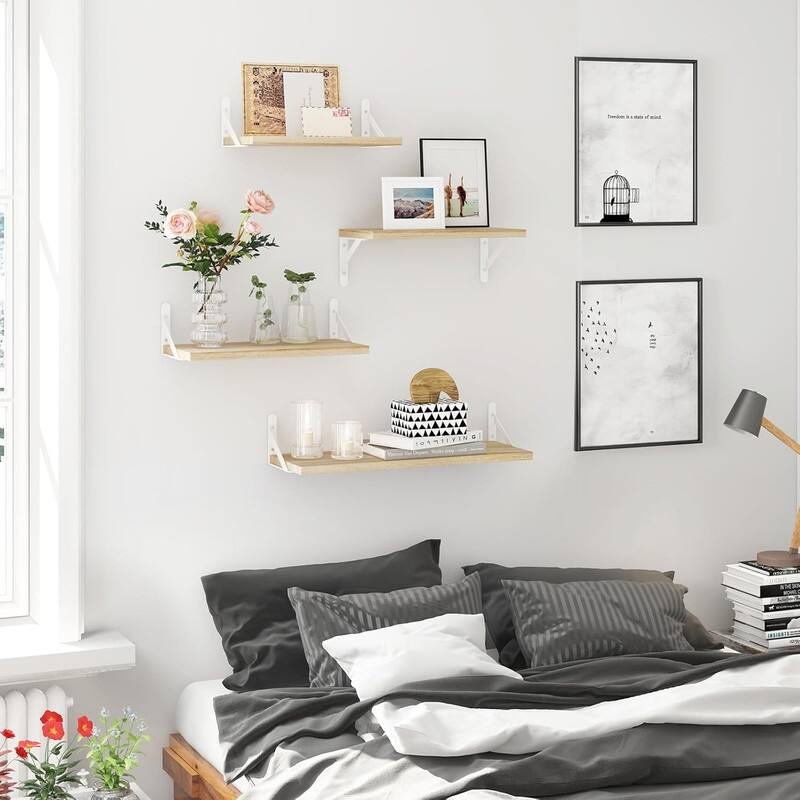 Floating Shelves for Wall, Different Sizes Walnut Wall Shelves - 4.3"D x 6.1"W x 16.5"H
