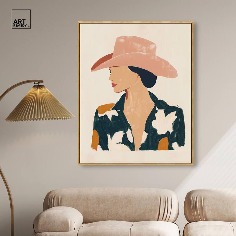 Woman in the Pink Hat Canvas by Art Remedy