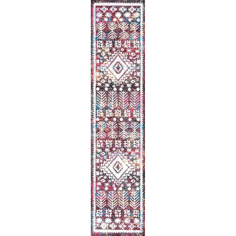 JONATHAN Y Palmette Distressed Kilim Area Rug - 2 X 8 - Multi