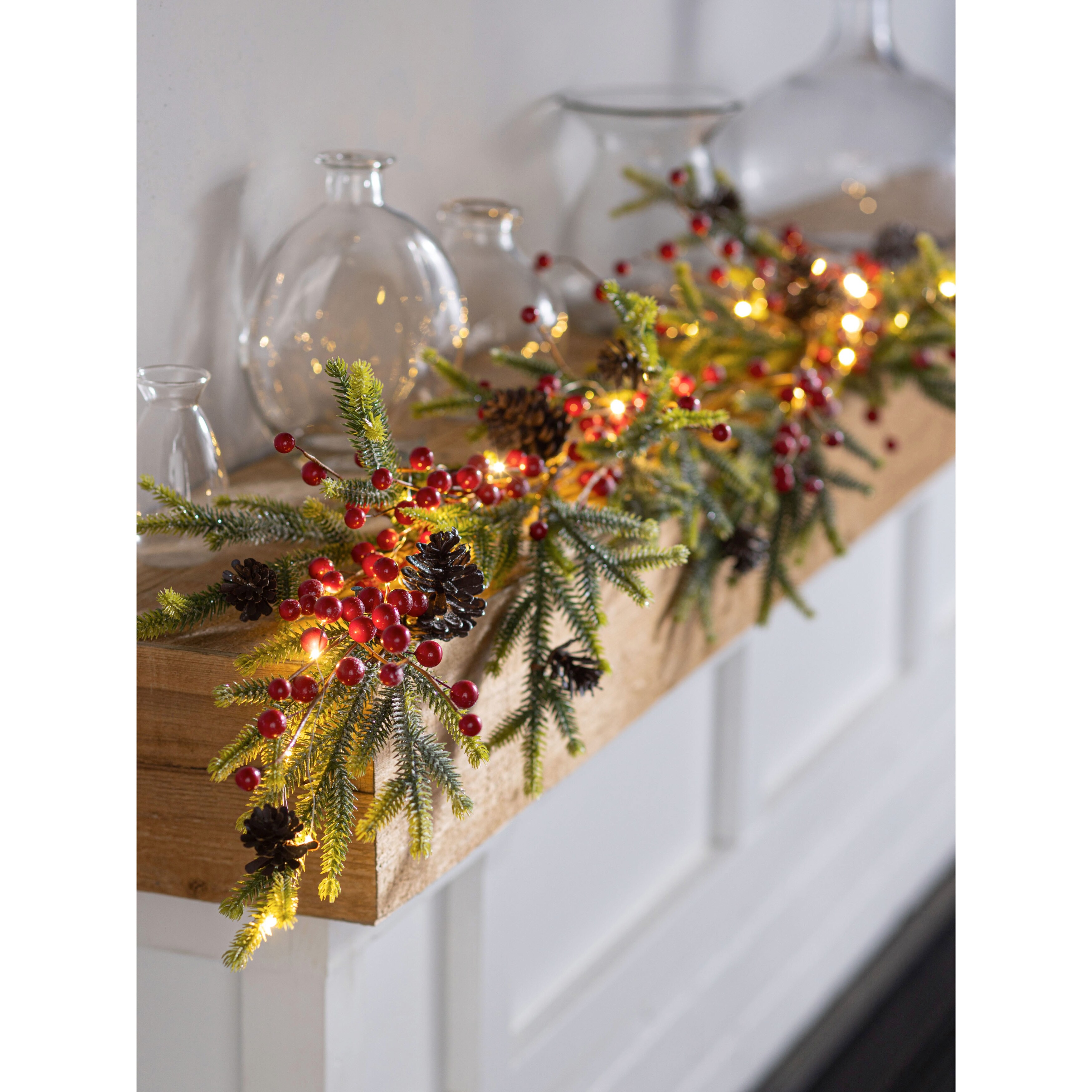 51 in. Lighted Holiday Fir Garland - 51 in - Bed Bath \u0026 Beyond - 41675147, image size:3500x3500