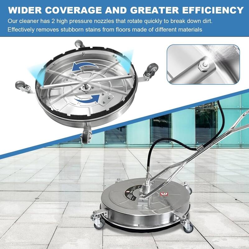 20" Pressure Power Washer Surface Cleaner with 4 Wheels for Driveway, Concrete, Sidewalk