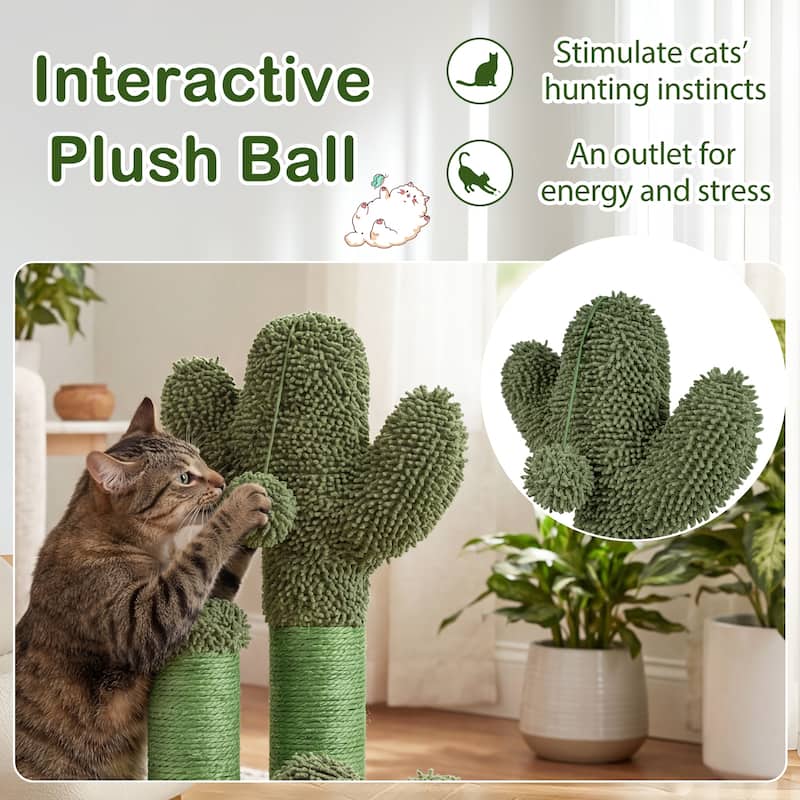 Gymax 22'' Cactus Cat Scratching Post Cute Vertical Cat Claw Scratcher