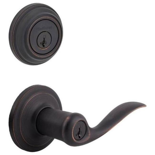 Kwikset Tustin SmartKey Single Cylinder Leverset and Deadbolt Combo - Venetian Bronze