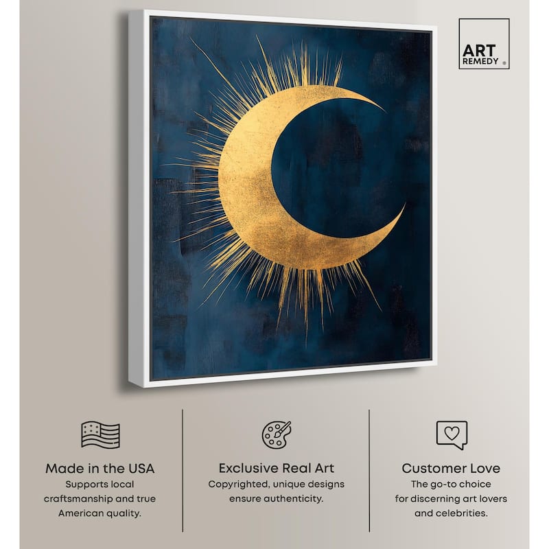 Gold Moon on Indigo Canvas by Art Remedy