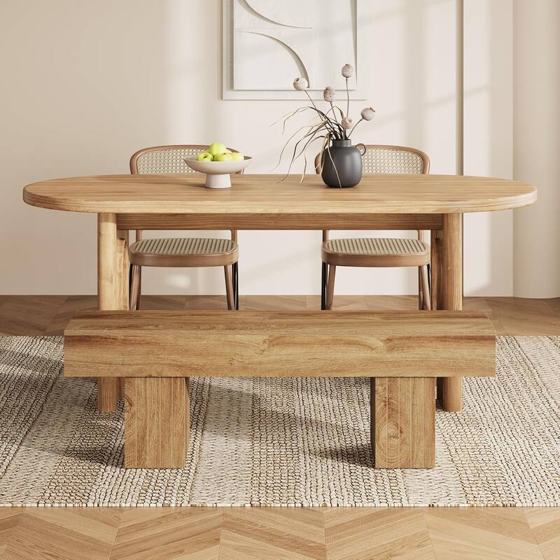 55 Inch Farmhouse Wood Entryway Dining Bench End of Bed Bench Hallway - 17.7" H × 55.11" W × 13.77" D