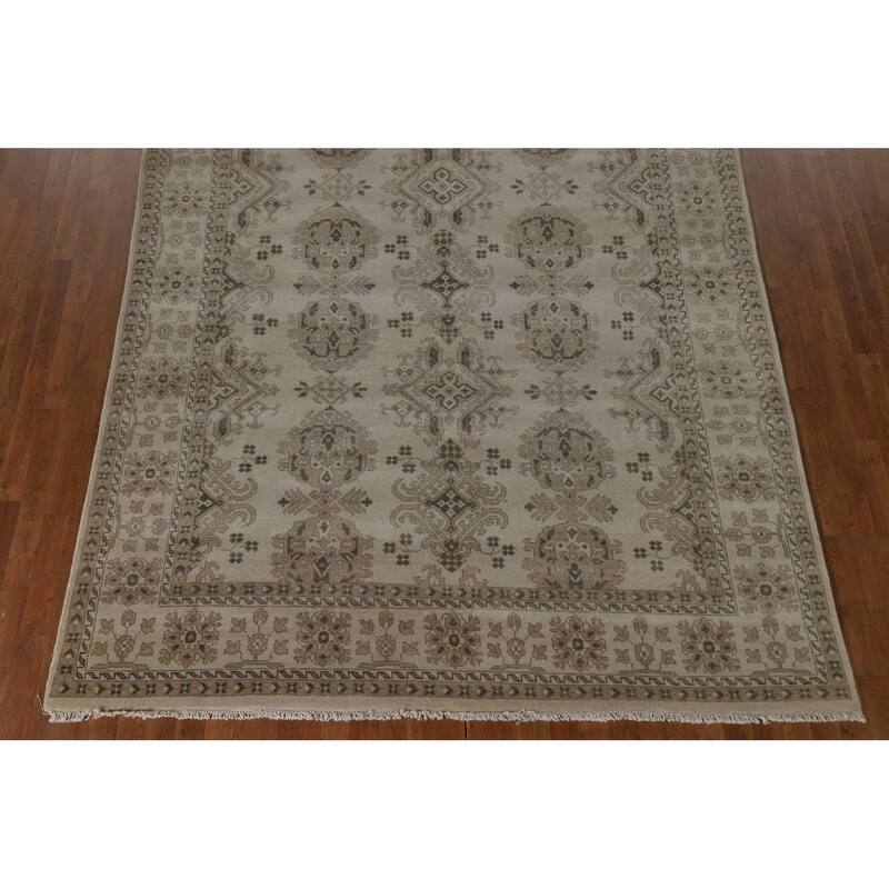 Oushak Area Rug Handmade Geometric Wool Carpet - 7'9"x 10'5"