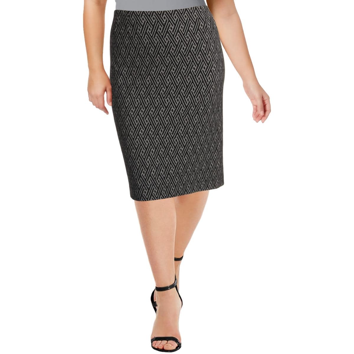 Kasper Womens Plus Size Jacquard Slim Skirt