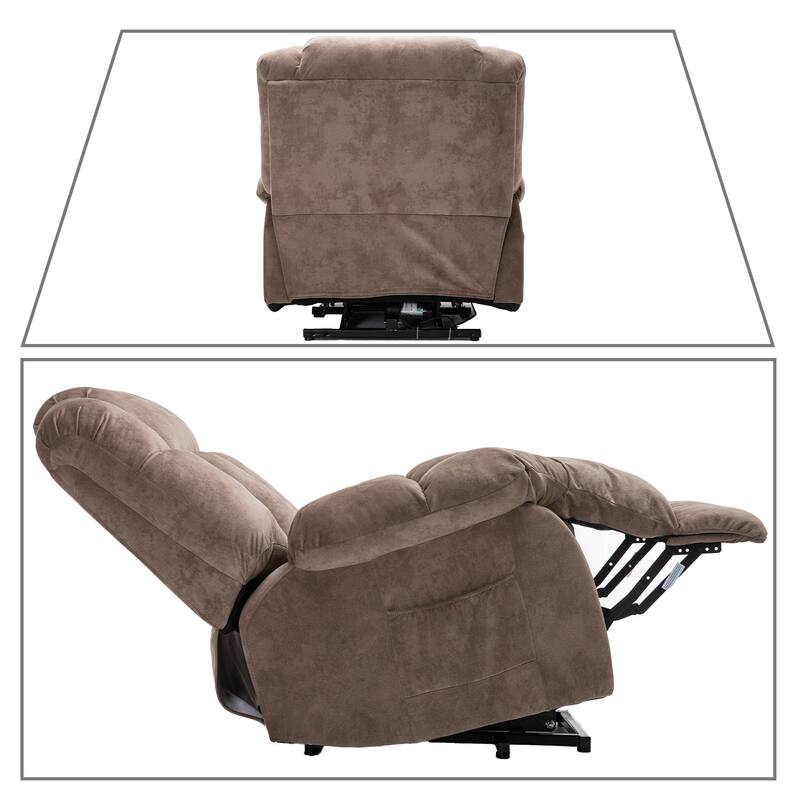 Classic Vintage Velvet Upholstered Power Leisure Recliner with Lift Base
