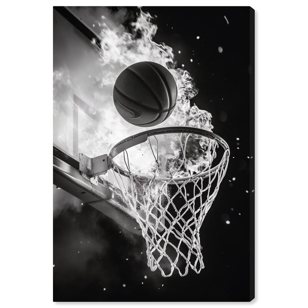 Scorch Some Hoops Canvas by Art Remedy, Gallery Wrapped