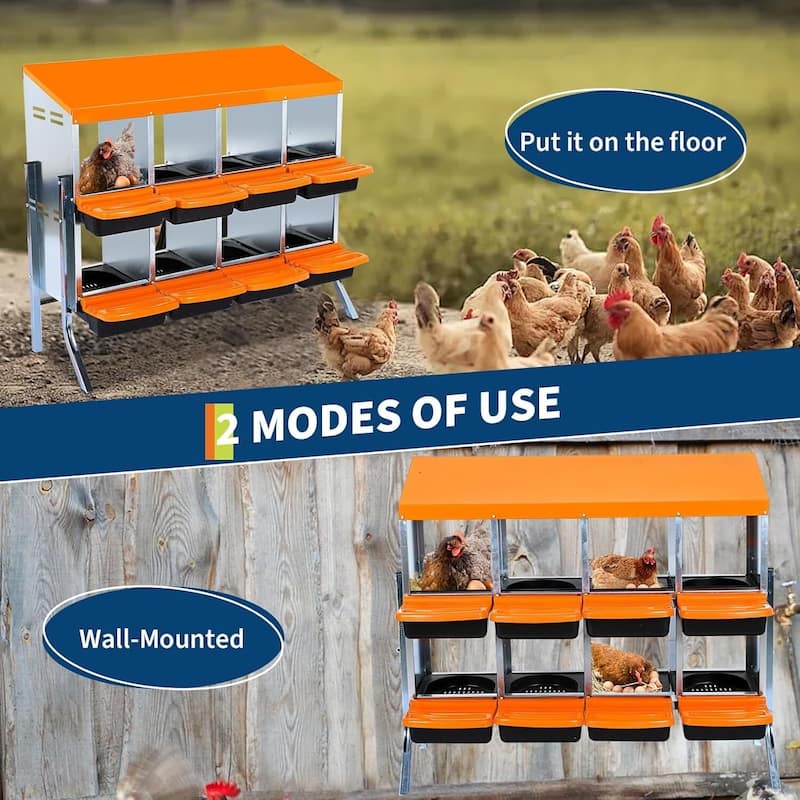 8-Hole Metal Chicken Nesting Box or Easy Cleaning with Legs