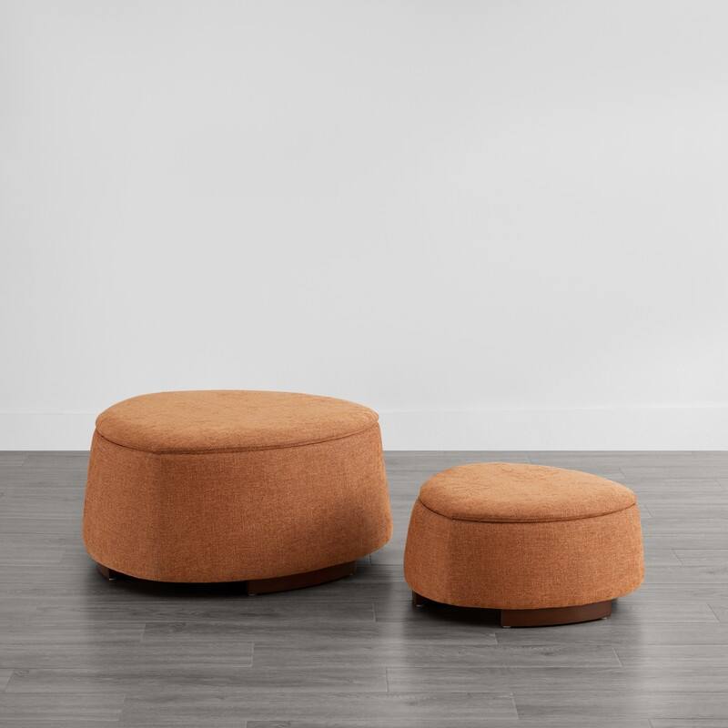 Bridget Storage Ottoman Set Stone-Shaped Footrest for Living Room