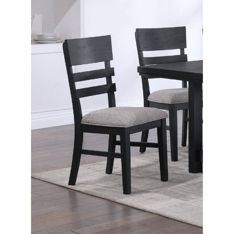 2pc Contemporary Transitional Style Side Chair,Upholstery Seat Ladder Back Dining Chair
