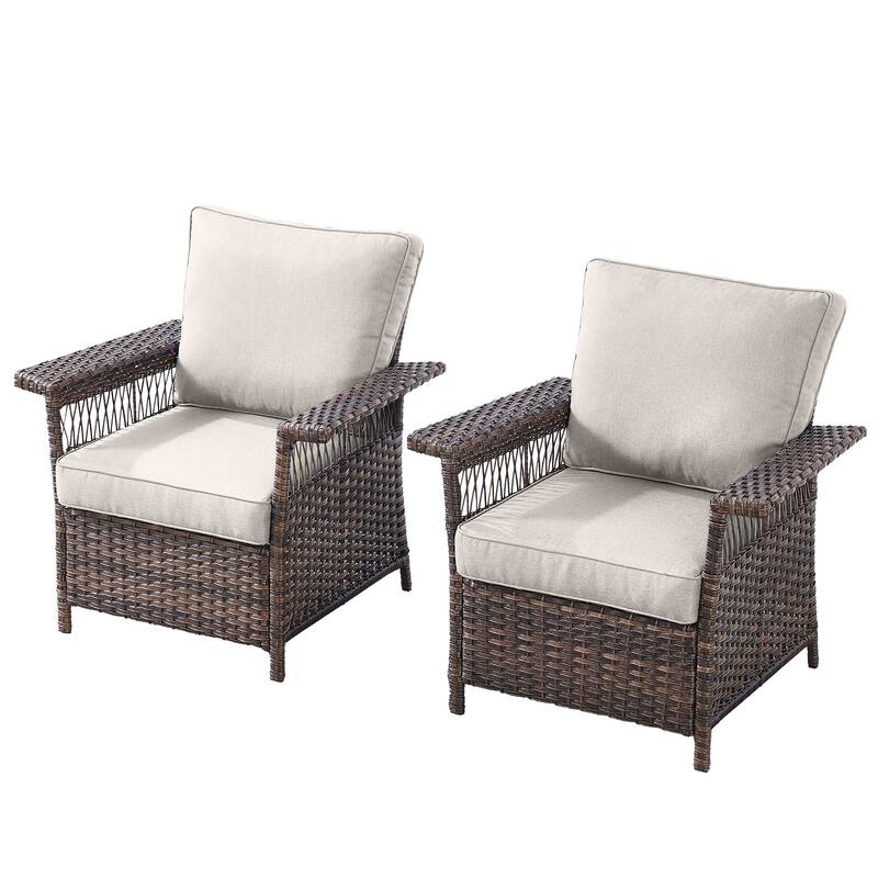 Gymojoy Outdoor Wicker Patio Chairs Set of 2 with 4.3" Cushions
