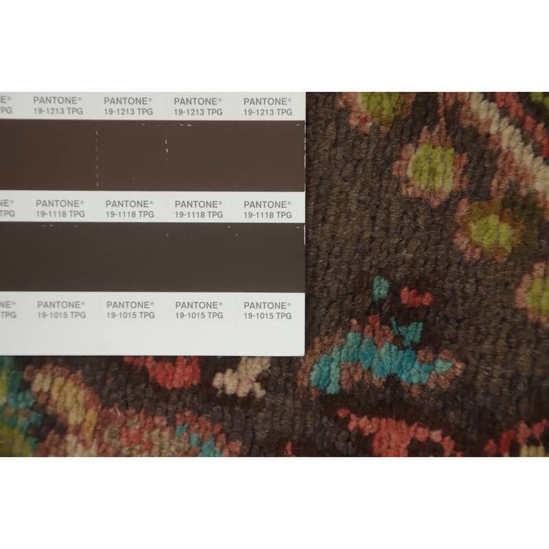 Hand Knotted Oriental 100% Wool Carpet Traditional Floral Brown Hamedan Runner Rug - 10' 8'' X 3' 8''