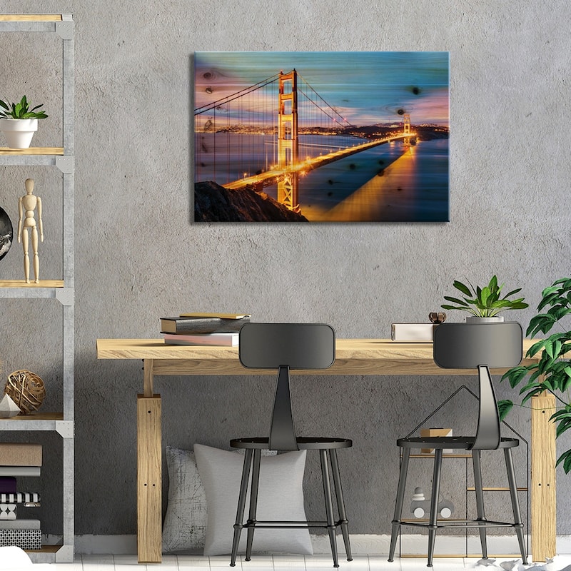 Golden Gate Bridge At Dawn, San Francisco Print On Wood by Matteo Colombo - Multi-Color