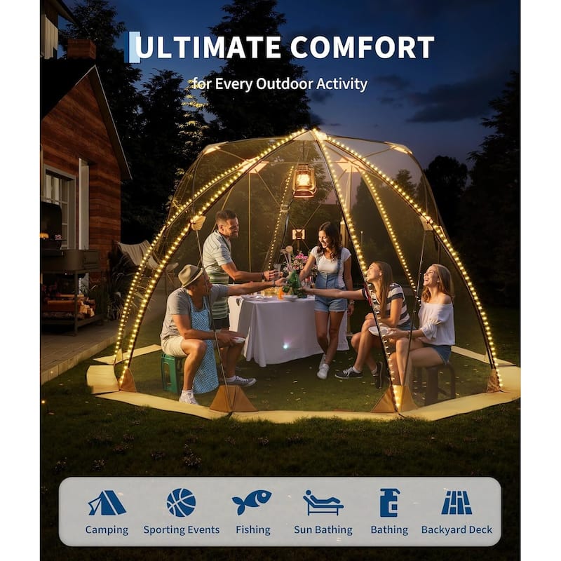 12x12 ft Pop Up Bubble Tent, 4-6 Person Camping Shelter - N/A