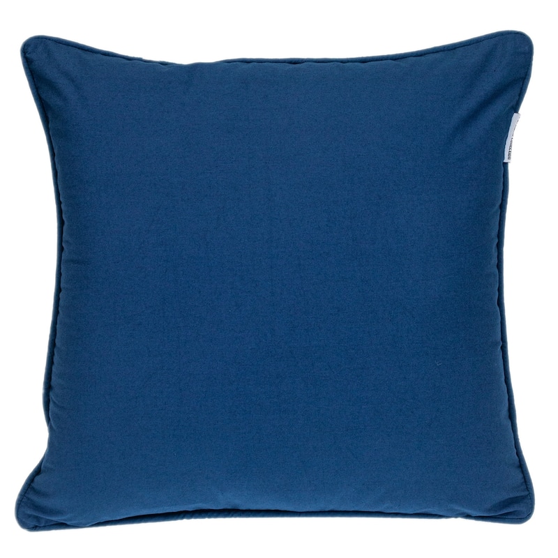 HomeRoots 18" X 18" Blue 100% Cotton Geometric Zippered Pillow