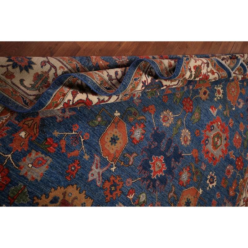 Blue Ziegler Vegetable Dye Area Rug Handmade Wool Carpet - 8'0" x 9'9"