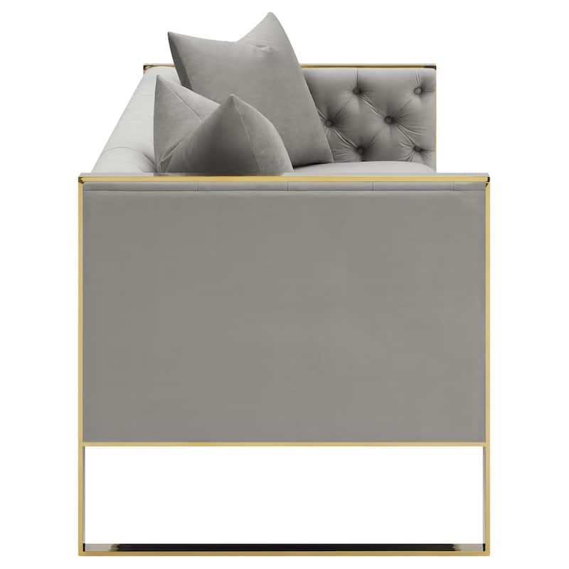 Eastbrook Velvet Upholstered Tufted Sofa Set Grey