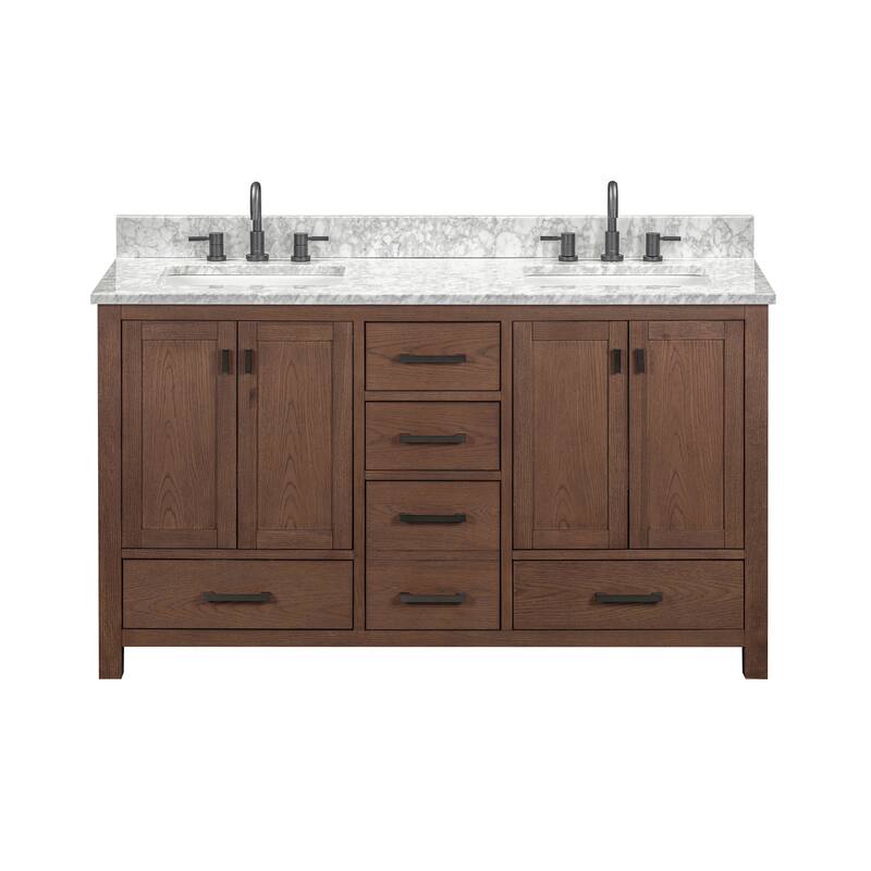 Avanity Modero 60 in. Double Sink Bathroom Vanity with Carrara Marble Top - 61"W x 22"D x 35"H