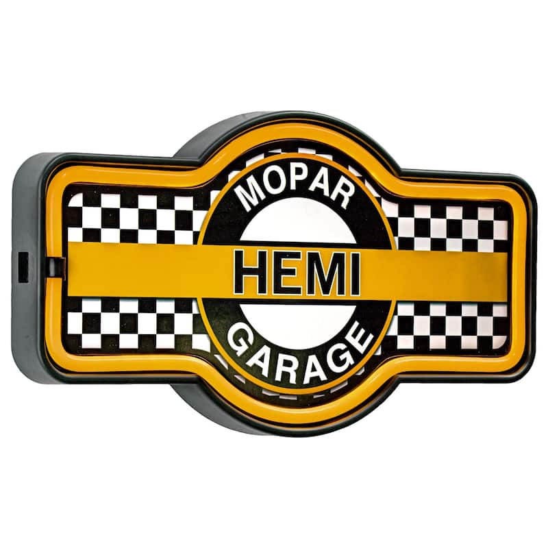 American Art Decor Officially Licensed Chrysler Mopar Hemi Garage LED Neon Light Sign - 9.5" x 17.25" - Vibrant Orange, Black, White