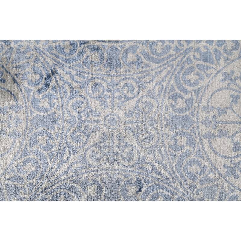 Handmade Wool & Silk Geometric Abstract Indian Area Rug - 8'5"x 11'4"