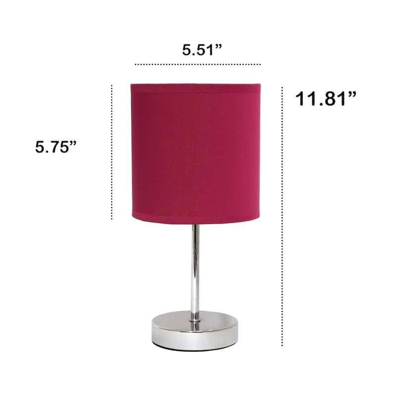 Traditional Petite Table Lamp with Drum Shade - 11.75" - Silver and Win Red
