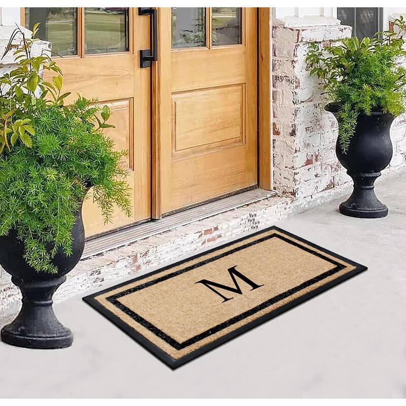 A1HC Rubber and Coir Heavy Weight large Outdoor Durable Monogrammed Doormat 24"X48", Beige