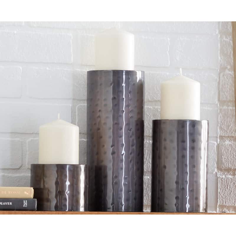 Metal Handmade Pillar Decorative Candle Holder - Set of 3 Brown - Roche River Decor