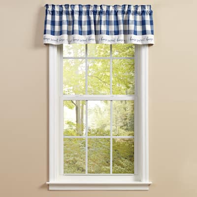 Park Designs Buffalo Check Home Lined China Blue Valance 60" x 14" - 60" X 14"