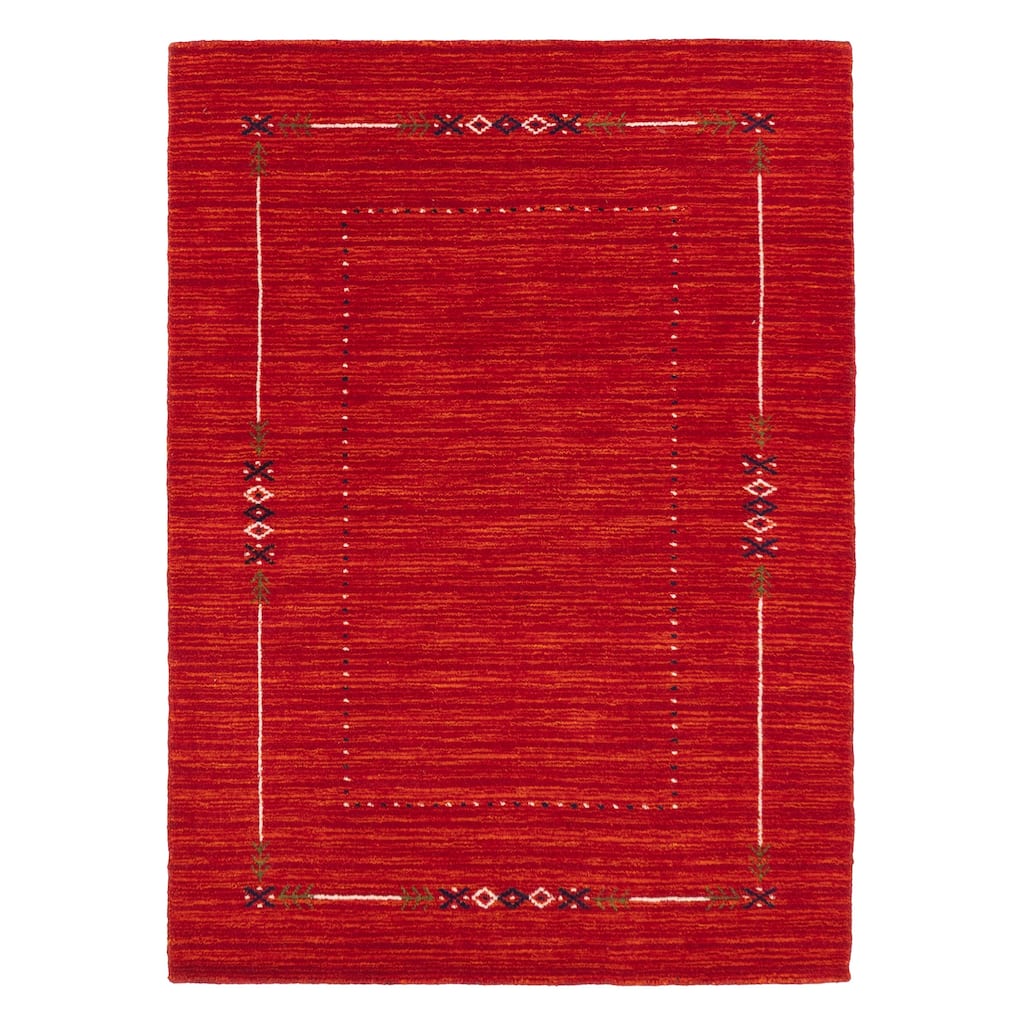 ECARPETGALLERY Hand Loomed Kashkuli Gabbeh Red Wool Rug - 4'0 x 5'7