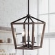preview thumbnail 15 of 47, Oria Iron Farmhouse Industrial Lantern LED Pendant, Oil Rubbed Bronze/Faux Wood by JONATHAN Y 10"